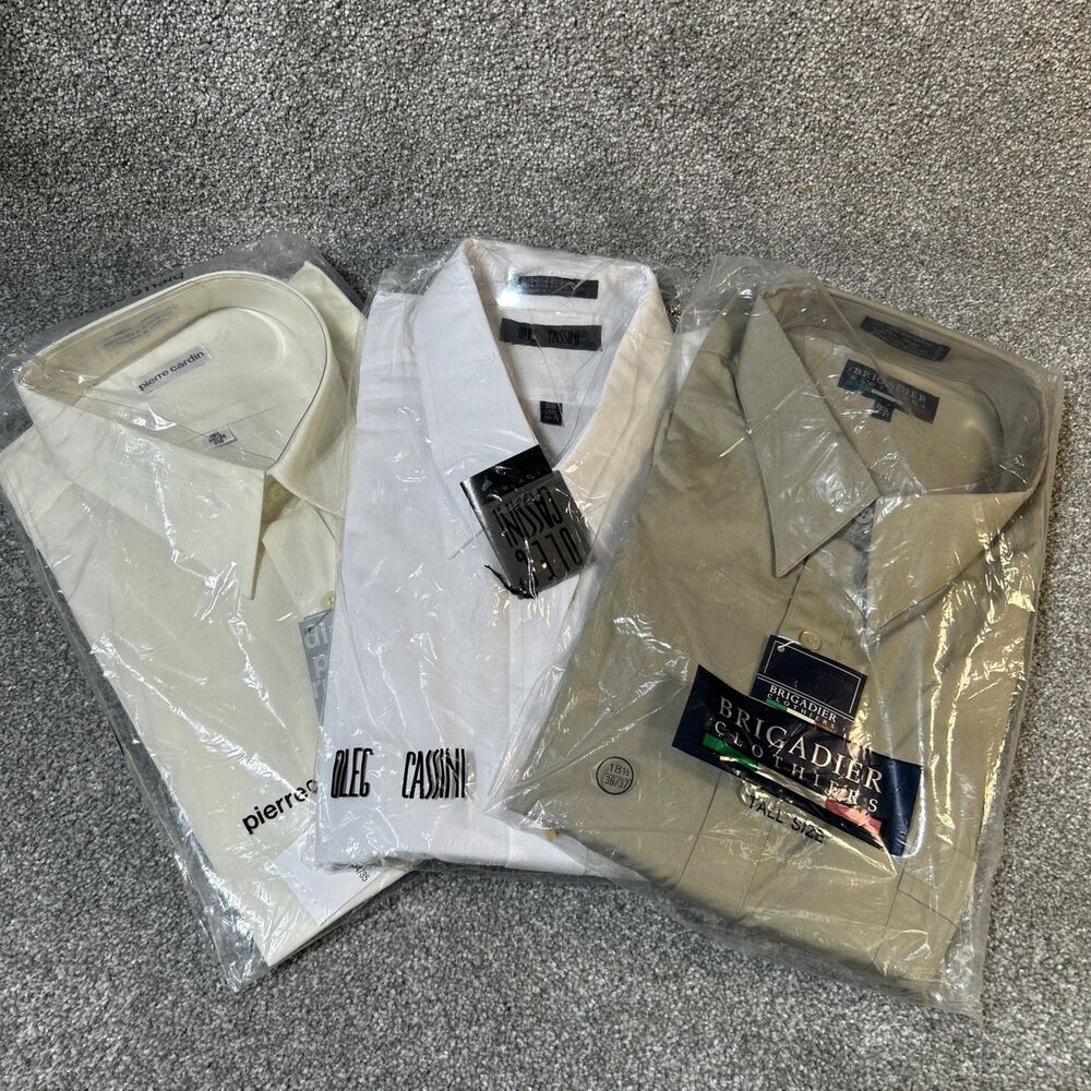 LOT - 3 Dress Shirts 18.5 Neck Oleg Cassini Pierre Cardin 34/35 Brigadier 36/37